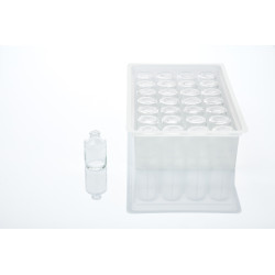 FLACON 50ML STERINITY VERRE MOULÉ TYPE 1 STÉRILE TRANSPARENT (BLANC) BAGUE A SERTIR WI20 PRÊT A L’EMPLOI