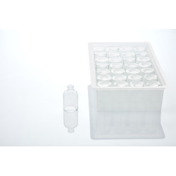 FLACON 50ML STERINITY VERRE MOULÉ TYPE 1 STÉRILE TRANSPARENT (BLANC) BAGUE A SERTIR WI20 PRÊT A L’EMPLOI