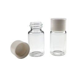 FLACON 3ML VERRE BLANC TYPE 1 BAGUE 13/415 + CAPSULE BLANCHE