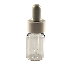 FLACON COMPTE-GOUTTES 3ML VERRE BLANC BAGUE 13/415 + COMPTE-GOUTTES BLANC 13/415