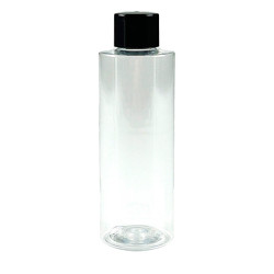 FLACON COLONNA 100 ML PET CRISTAL BAGUE 20/410 + CAPSULE A VIS PP NOIR 20/410 + REDUCTEUR