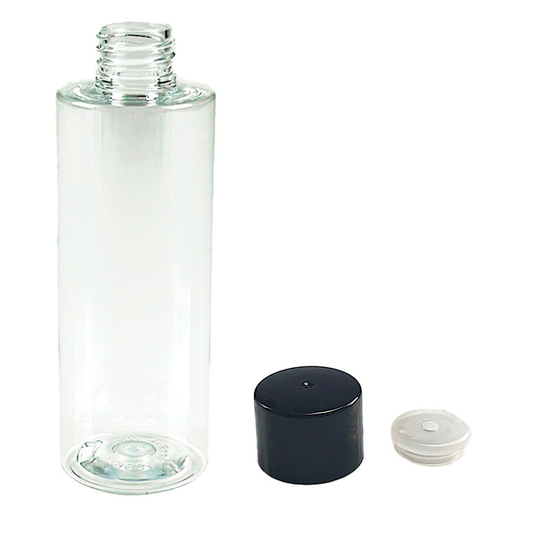 FLACON COLONNA 100 ML PET CRISTAL BAGUE 20/410 + CAPSULE A VIS PP NOIR 20/410 + REDUCTEUR FLACON COLONNA 100 ML PET CRISTAL BAGUE 20/410 + CAPSULE A VIS PP NOIR 20/410 + REDUCTEUR