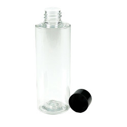 FLACON COLONNA 100 ML PET CRISTAL BAGUE 20/410 + CAPSULE A VIS PP NOIR 20/410 + REDUCTEUR
