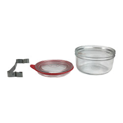 VERRINE 190G/250ML VERRE TRANSPARENT + COUVERCLE VERRE + JOINT + CLIP