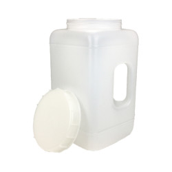 RECIPIENT CARRÉ 4.4L COL LARGE PEHD NATUREL + BOUCHON