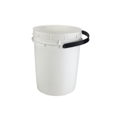 SEAU CONIQUE 5L PE BLANC + ANSE NOIRE + COUVERCLE PE BLANC