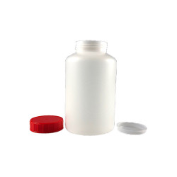 POT VISSANT 1000ML PEHD NATUREL + OBTURATEUR + COUVERCLE ROUGE