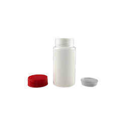 POT VISSANT 150ML PEHD NATUREL + OBTURATEUR + COUVERCLE ROUGE