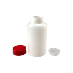 POT VISSANT 250ML PEHD NATUREL + OBTURATEUR + COUVERCLE ROUGE