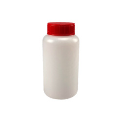 POT VISSANT 250ML PEHD NATUREL + OBTURATEUR + COUVERCLE ROUGE
