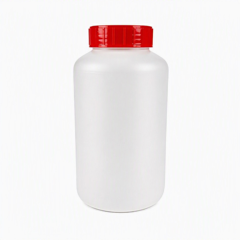 FLACON ROND VISSANT 1000ML PEHD NATUREL + OBTURATEUR + COUVERCLE ROUGE