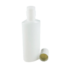 PACK FLACON OVAL 100ML PEHD NATUREL + REDUCTEUR 3MM + CAPSULE BLANCHE