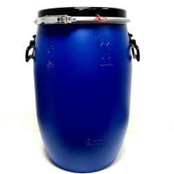 FÛT 60L PEHD BLEU + COUVERCLE + CERCLAGE + POIGNÉES LATÉRALES